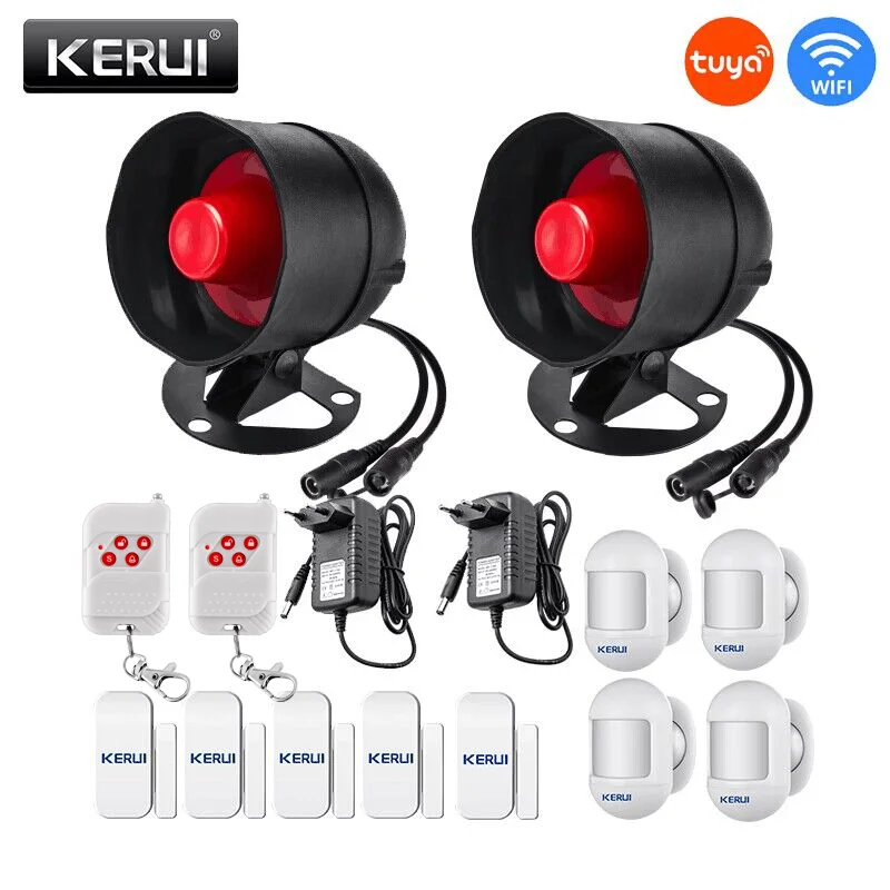 RF Mando KERUI Tuya WIFI Siren Alarm System Installation Simple Infra