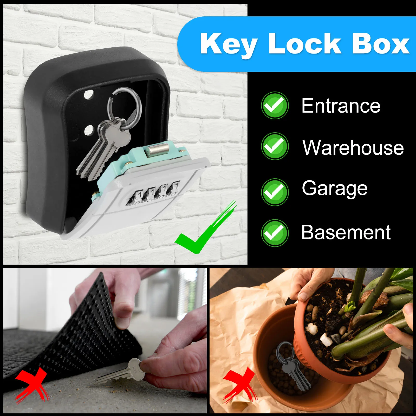 RF Mando Metal Key Lock Box Wall Mounted Key Keeper Combination Outdo - Image 4