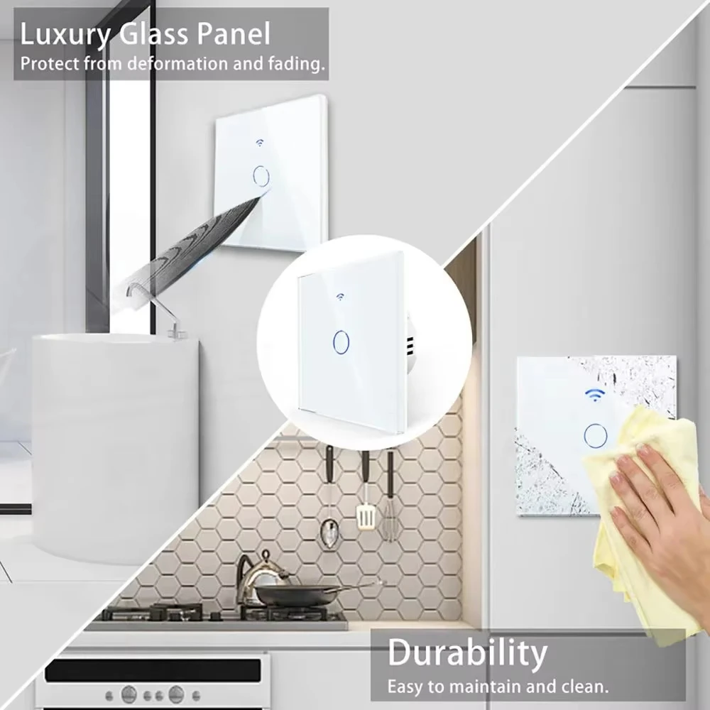 RF Mando Tuya Wifi Smart Light Switch EU 1/2/3Gang Touch Light Switch - Image 5