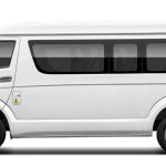 Sea Lion bus exterior side close-up white