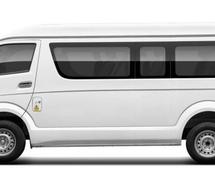 Sea Lion bus exterior side close-up white