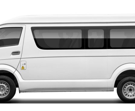 Sea Lion bus exterior side close-up white
