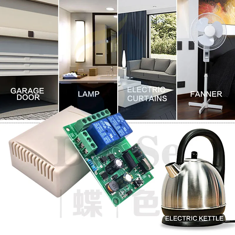 433MHz Universal Wireless Remote Control AC220V 2CH RF Relay Receiver and Transmitter for Universal Garage Door and Gate Control - Image 3