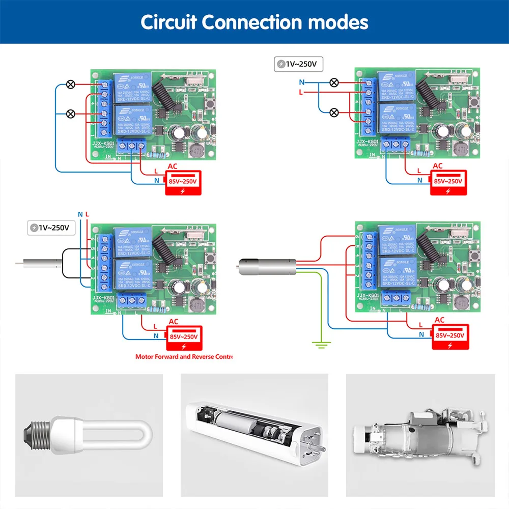 433MHz Universal Wireless Remote Control AC220V 2CH RF Relay Receiver and Transmitter for Universal Garage Door and Gate Control - Image 5