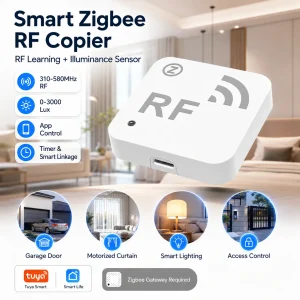 Tuya Zigbee RF Copier 310-580MHz 433MHz Smart Wireless Remote Control Cloner Light Sensor Garage Door Gate Opener Curtainv