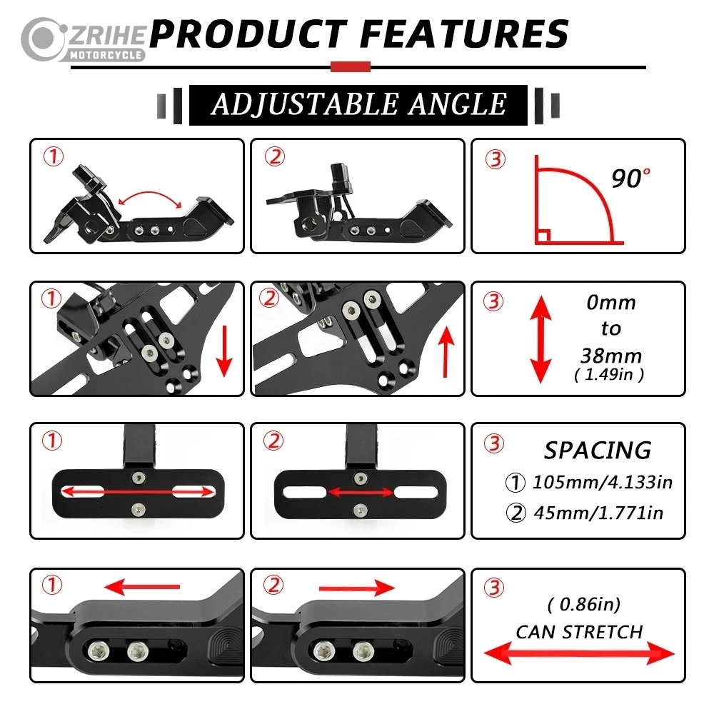 For APRILIA RSV RSV R RSV4 RSV4R RSV MILLES All year 2023 License Plate Holder Number Plate Frame LED Light Bracket turn signal - Image 4