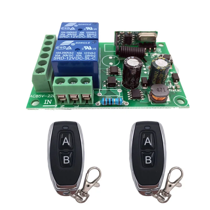 433MHz Universal Wireless Remote Control AC220V 2CH RF Relay Receiver and Transmitter for Universal Garage Door and Gate Control - Image 10