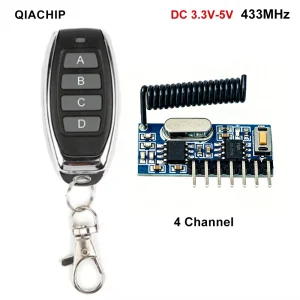 433 Mhz RF Remote Control Transmitter 433mhz RF Relay Receiver Switch Module Wireless Switch 4 CH Output Control Switch DIY Set