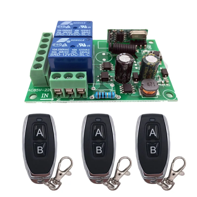 433MHz Universal Wireless Remote Control AC220V 2CH RF Relay Receiver and Transmitter for Universal Garage Door and Gate Control - Image 11