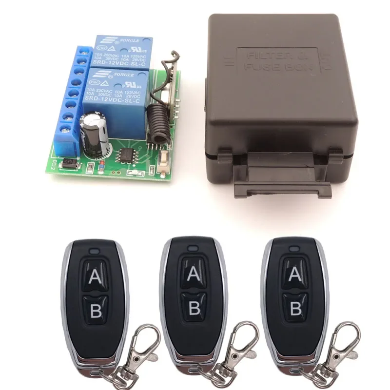 433MHz Universal Wireless Remote Control DC 12V 2CH RF Relay Receiver and Transmitter for Universal Garage Door and Gate Control - Image 8