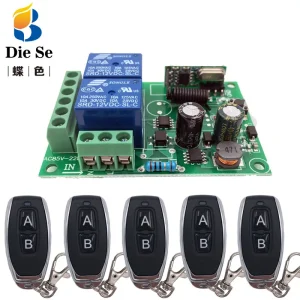 433MHz Universal Wireless Remote Control AC220V 2CH RF Relay Receiver and Transmitter for Universal Garage Door and Gate Control