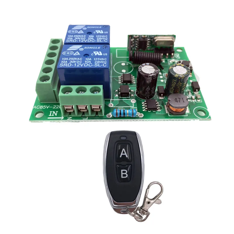 433MHz Universal Wireless Remote Control AC220V 2CH RF Relay Receiver and Transmitter for Universal Garage Door and Gate Control - Image 9