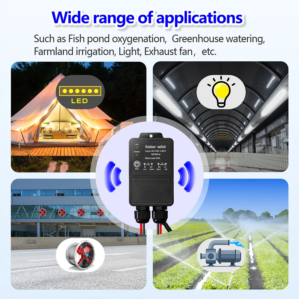 433MHz High Power Switch IP65 WaterProof RF Wireless Remote Control Switch Transmit 1000M DC 12V 24V 36V for Water Pump Lamp Fan - Image 2