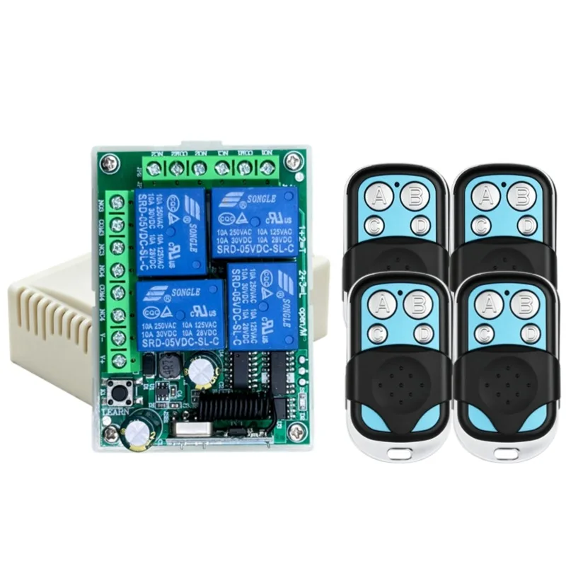 433Mhz Universal Wireless Remote Control Switch DC12V 4CH Relay Receiver Module and 4-Channel RF 433 Mhz Transmitter For Light/ - Image 18