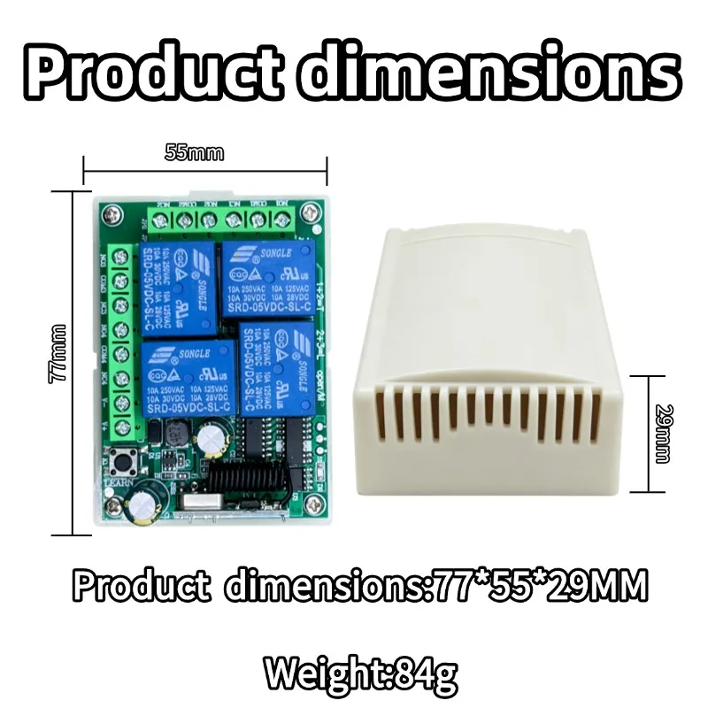 433Mhz Universal Wireless Remote Control Switch DC12V 4CH Relay Receiver Module and 4-Channel RF 433 Mhz Transmitter For Light/ - Image 4