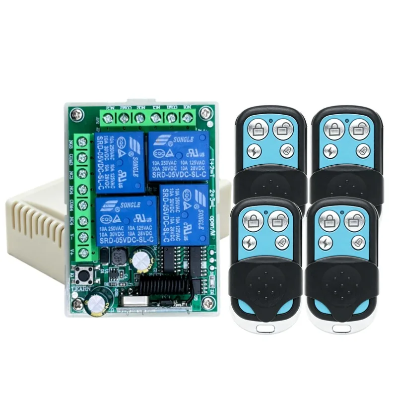433Mhz Universal Wireless Remote Control Switch DC12V 4CH Relay Receiver Module and 4-Channel RF 433 Mhz Transmitter For Light/ - Image 14